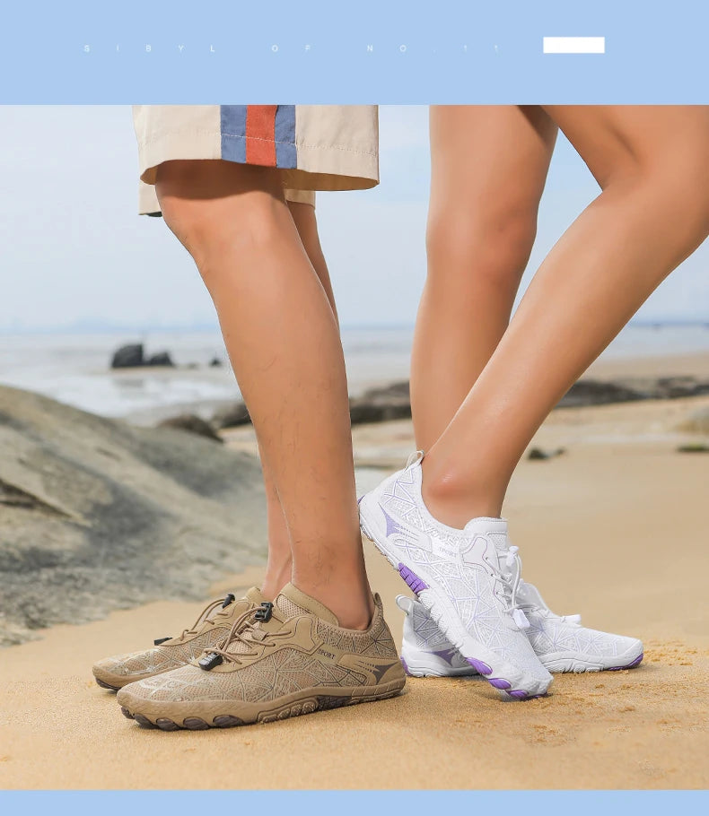 Boty do vody pro muže a ženy, síťované, rychleschnoucí plážové boty, outdoorové protiskluzové plavecké boty, unisexové boty pro vodní sporty