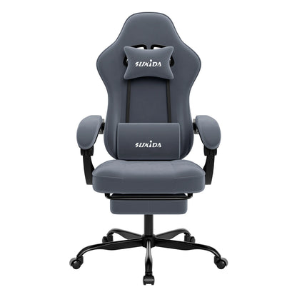 SUKIDA Gaming Chair with Footrest, Racing Chair Design PC Chair, Ergonomic Office Chair Adjustable with Lumbar Support