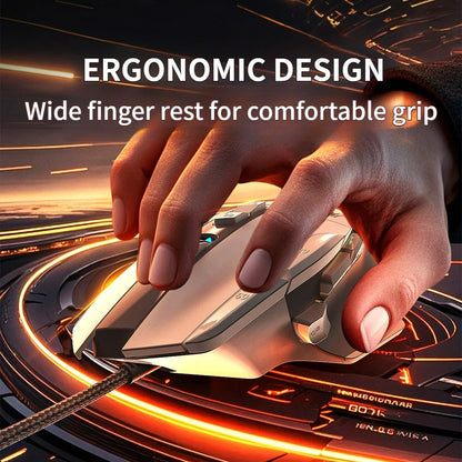 Wired Mouse RGB Lights 10 Keys Macro Programming Gaming Chip 12800DPI Ergonomic Design Medium-Large Hand Gaming Mouse GK502