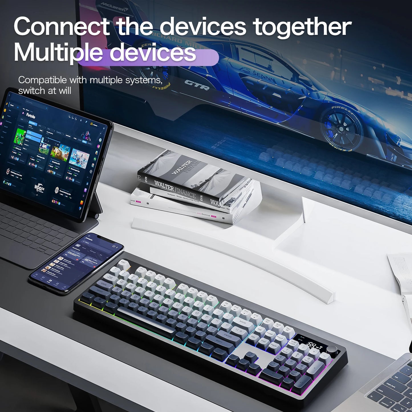 XUNFOX TK100 Wireless 2.4 Keyboard Bluetooth Dual-Mode Game Silent Office Notebook Universal Keyboard