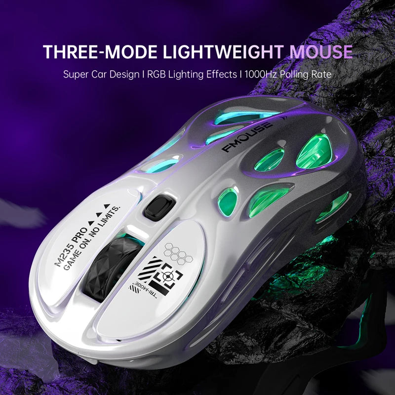 Kabellose 2.4G Tri-Mode RGB Gaming-Maus mit leichtem Hohl-Design, Chroma-Beleuchtung, kabelgebunden, Bluetooth, E-Sports-Maus-Controller