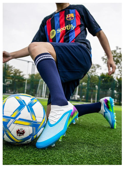 New Men Football Boots Shoes FG Soccer Shoes Non-Slip Cleats Ultralight Soccer Match Long Spikes Outdoor Training Drop Shipping