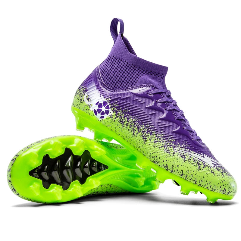 Uomo Donna Scarpe da calcio alte Antiscivolo Sneakers da calcio Traspiranti Scarpe da allenamento per futsal Scarpe da calcio da esterno su erba con tacchetti alla caviglia