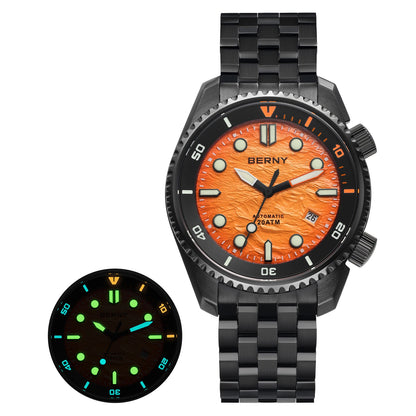 BERNY Diver Automatic Watches Men's Luxury Sapphire 316L Stainless Steel Mechanical Watch 42MM 200M Waterproof Diving Men Watch