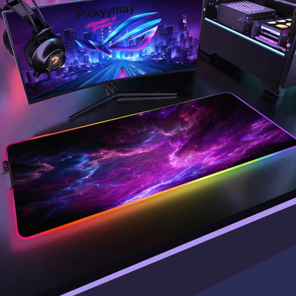 Velká RGB herní podložka pod myš, LED podložka pod myš pro hráče, podložka na stůl k PC, RGB podložka pod klávesnici XXL 90x40cm