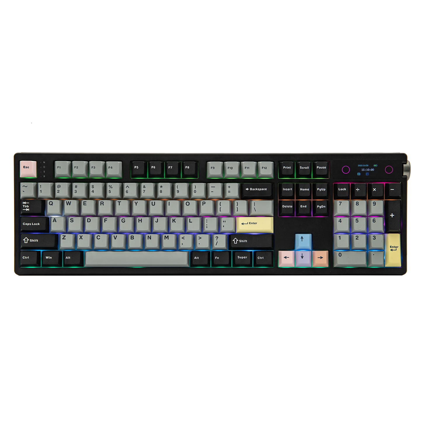 EPOMAKER TH108 PRO 100% Full-Sized Gasket-Mounted Wired/BT/2.4Ghz Wireless Mechanical Keyboard with Screen & Knob RGB Backlight