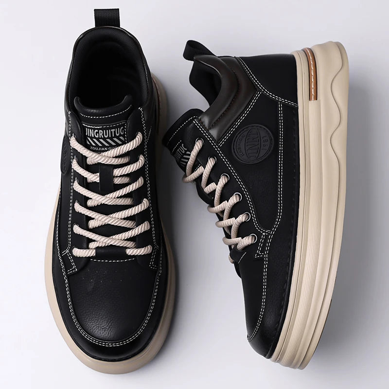Pantofi Oxford casual pentru bărbați, din piele, cu talpă groasă, la modă, pentru exterior, fără toc, de calitate superioară, pantofi Oxford realizați manual, pentru plimbare