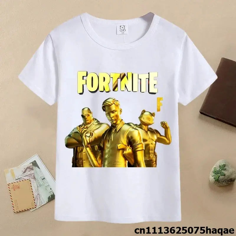 Summer Fortnite Children T-shirt Cartoon Game Figure Printed T-shirt Boys Casual Sports T-shirt Short Sleeves Kids Clothing
