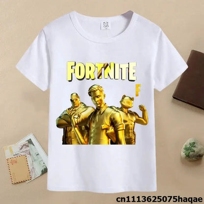 Summer Fortnite Children T-shirt Cartoon Game Figure Printed T-shirt Boys Casual Sports T-shirt Short Sleeves Kids Clothing