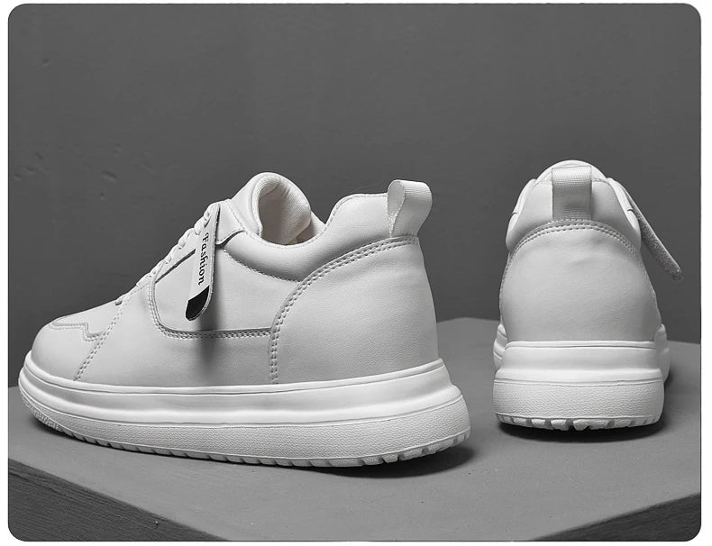 Big Size Lift Men Sneakers Elevator Shoes Heightening Height Increase Insole 7-8CM High Heels Shoes Genuine Leather Sport Shoes