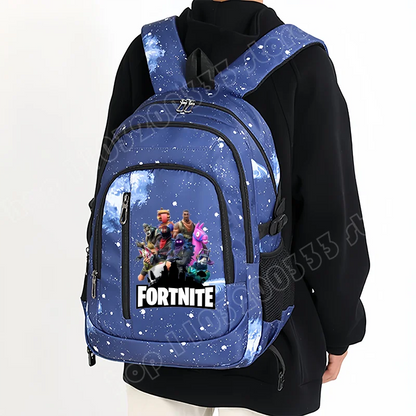 Fortnite Starry Sky Backpack Large Capacity Waterproof Laptop Bag Game Character Print Student Pack Boys and Girls Back to School Bag