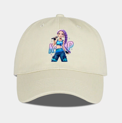 K-POP Purple Hair Idol Cartoon Print Baseball Cap Men Women Y2K Streetwear  Adjustable Dad Hat Sun Hat