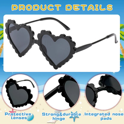 New Kids Cartoon Heart Sunflower Fruit Rabbit Ears Sunglasses Girls Boy Children Outdoor Round Polarized UV400 Sun Glasses