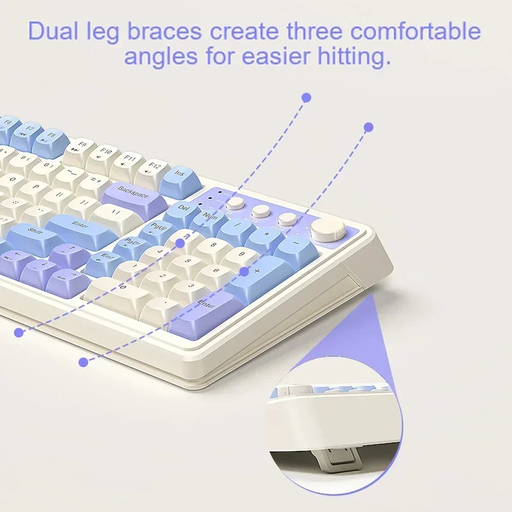 AULA S99 Keyboard 3-Mode Wireless Bluetooth Wired RGB Ergonomic 99Key Typing Mute Gaming Keyboard Custom PC Accessories Gifts
