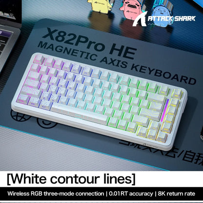 ATTACK SHARK X82Pro HE Wireless Magnetic Axis Gaming Keyboard 8KHz Rate 0.01mm RT Precision 5000mAh Tri Mode RGB 82 Keys PBT