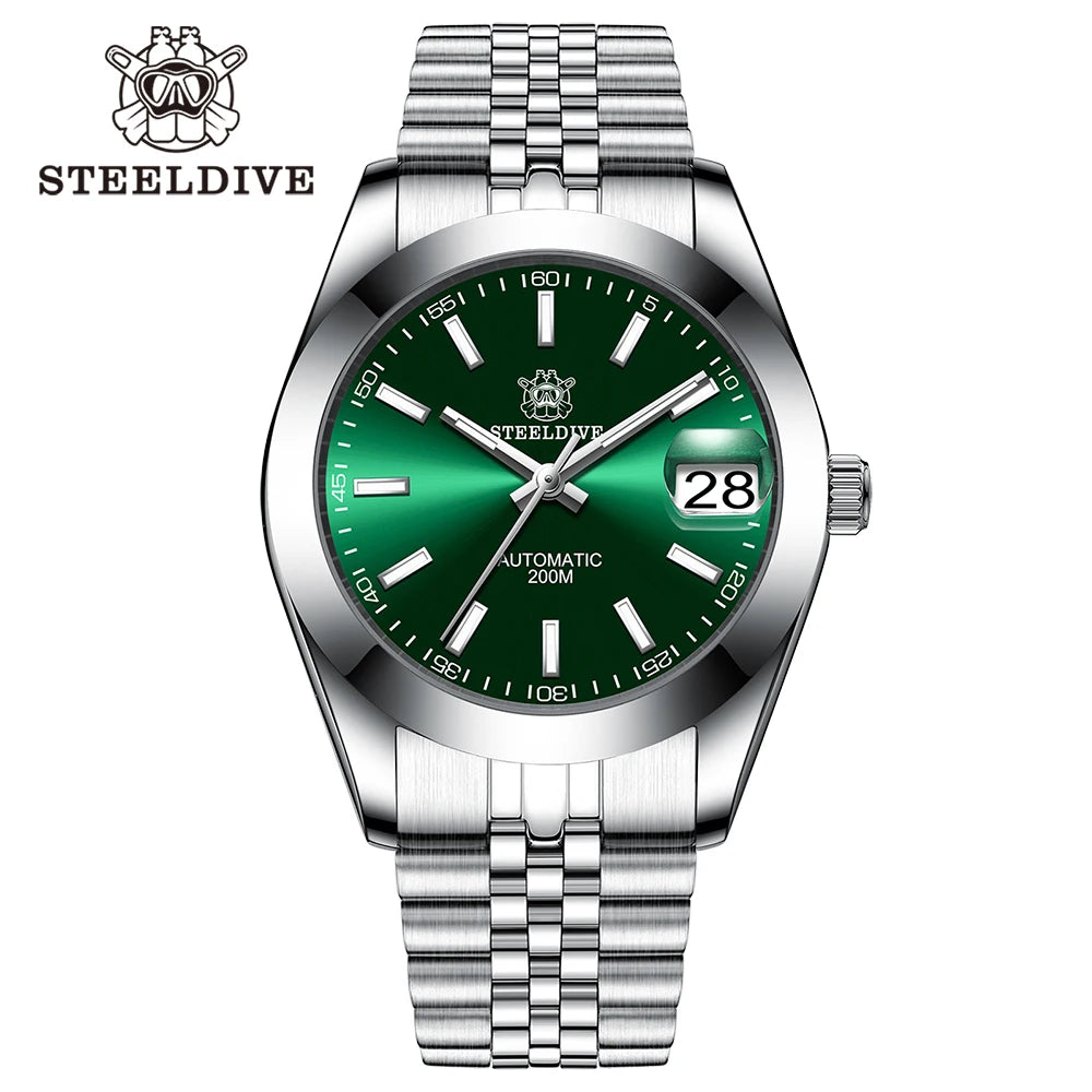 STEELDIVE SD1934 NH35 Automatic Movement 39mm Stainless Steel BGW9 Blue Luminous Sapphire Glass 200M Water Ghost Dive Watches