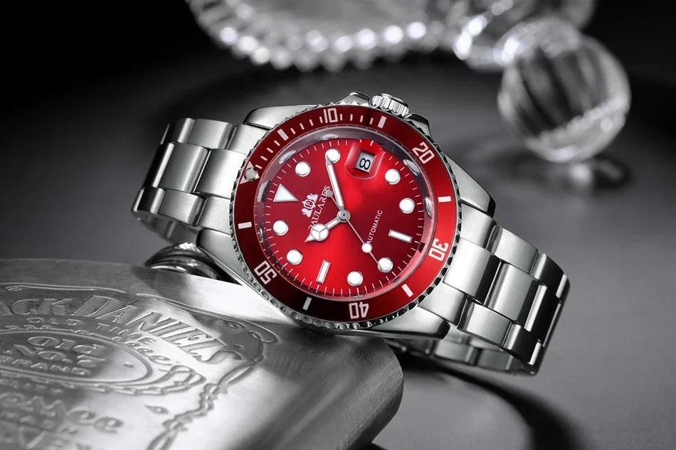 Automatic Men's Watch Mechanical Movement Stainless Steel Gold Silver Green Red Dial Date Strong Luminous Luxury Watches