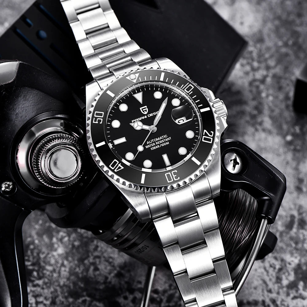 New PAGANI DESIGN Diving Automatic MechanicalWatch Luxury Sports WaterproofWatch Stainless Steel Sapphire Luminous Watch for Men