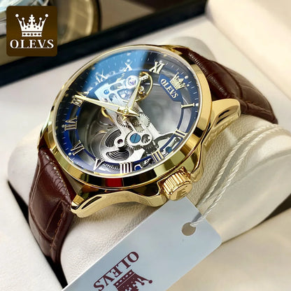 OLEVS 6661 Men's Top Brand Luxury All-Transparent Hollow Mechanical Watch, Original Fashion, Waterproof Classic Design