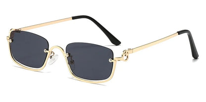 New retro metal small half frame sunglasses fashionable small square frame popular sunglasses brand designer sunglasses UV400