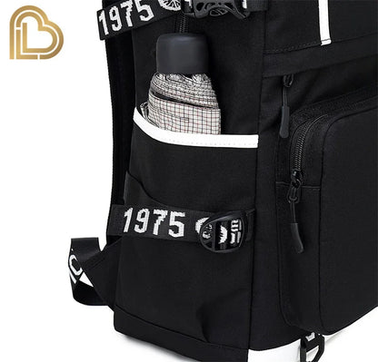 Mochila Red Jade F-Fortnited Battle Royale com carregamento USB, figuras anime e compartimento para material escolar para estudantes