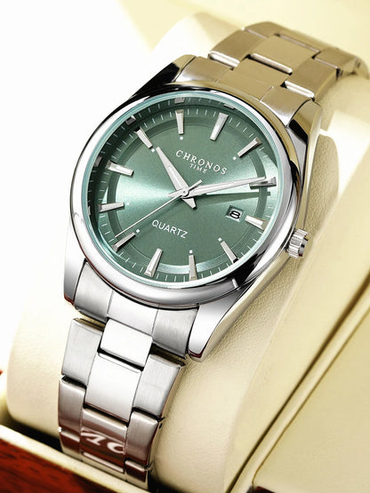 CHRONOS Luxury Quartz Watch for Men Waterproof Date Luminous Wristwatch Stainless Steel Men's Watches Male Clock Sports Reloj