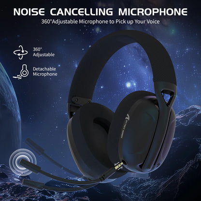 Headset Gaming ATTACK SHARK L80 Ultra-Leve 180g – Sem Fios Tri-Mode (Bluetooth 5.3 / 2.4G / Com Fio), Som Surround 5.1, Drivers de 40mm, Microfone Removível