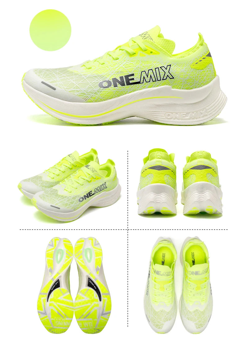 ONEMIX Carbon Plate Running Shoes for Men, Shock Absorption, Ultra-Light Sports Shoes, Rebound Outdoor Women Marathon Sneakers