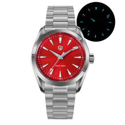 Ceas Watchdives WD0006, mecanism VH31 cu secundar fluid, sticlă de safir bombată, strat luminescent BGW9, rezistent la apă până la 10 bari, 38 mm, stil vintage