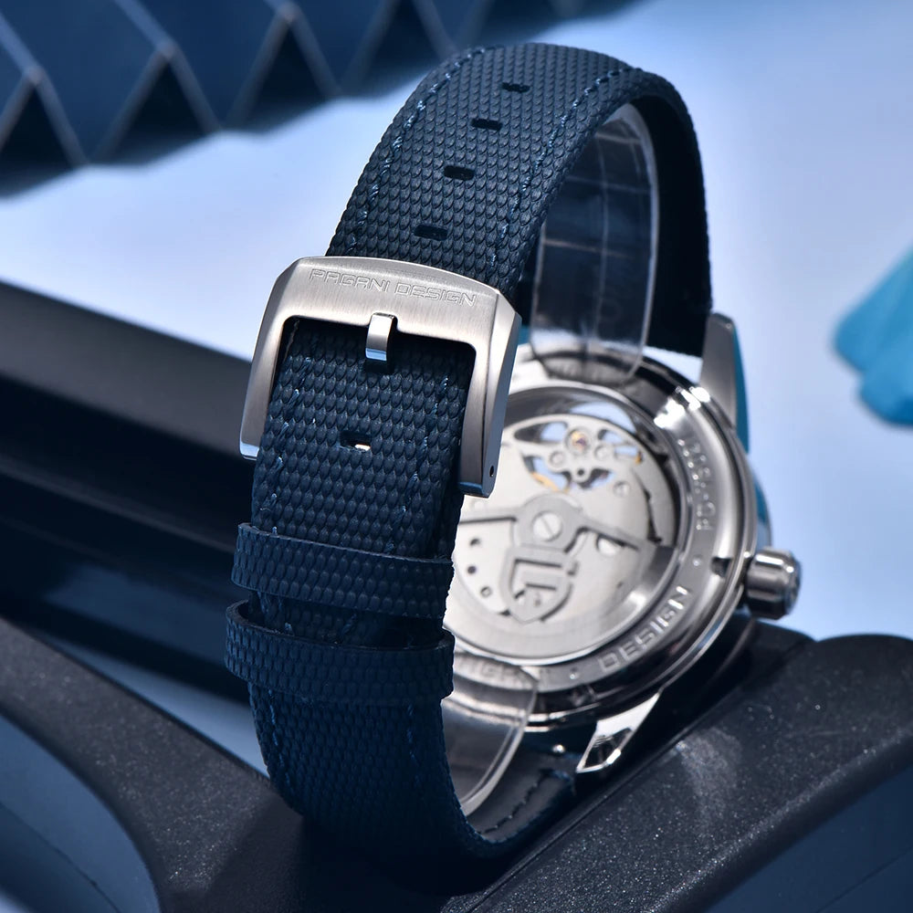PAGANI DESIGN – luksuzni mehanički sat za muškarce, 41 mm, safirno staklo, kožni remen, vodootporan, u pilotskom stilu, s turbiljonom i fazama mjeseca