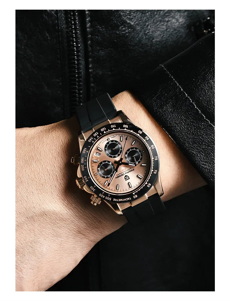 PAGANI DESIGN 40MM V2 Sky Blue Dial Classics Men Quartz Watches Sapphire Retro Chronograph Stainless Steel Waterproof Watch Men