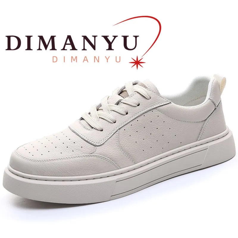 DIMANYU Sneakers da uomo in vera pelle - Nuove scarpe casual estive da uomo con plateau, allacciate, semplici, alla moda e traspiranti