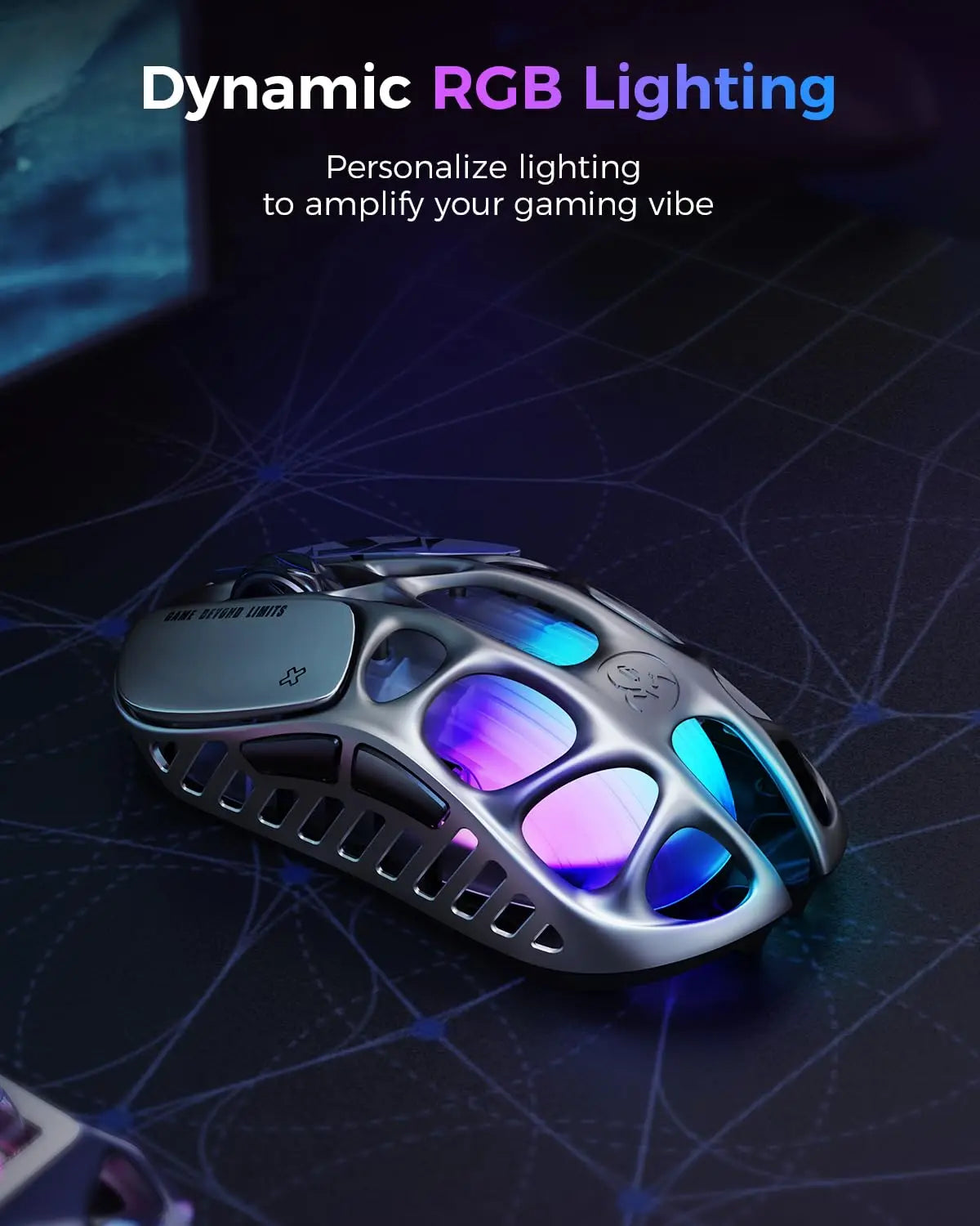 GravaStar Mercury X Wireless Gaming Mouse – 32,000 DPI PAW 3950 Sensor, 1000Hz Polling Rate, Only 49g, Magnesium Alloy Hollow Frame