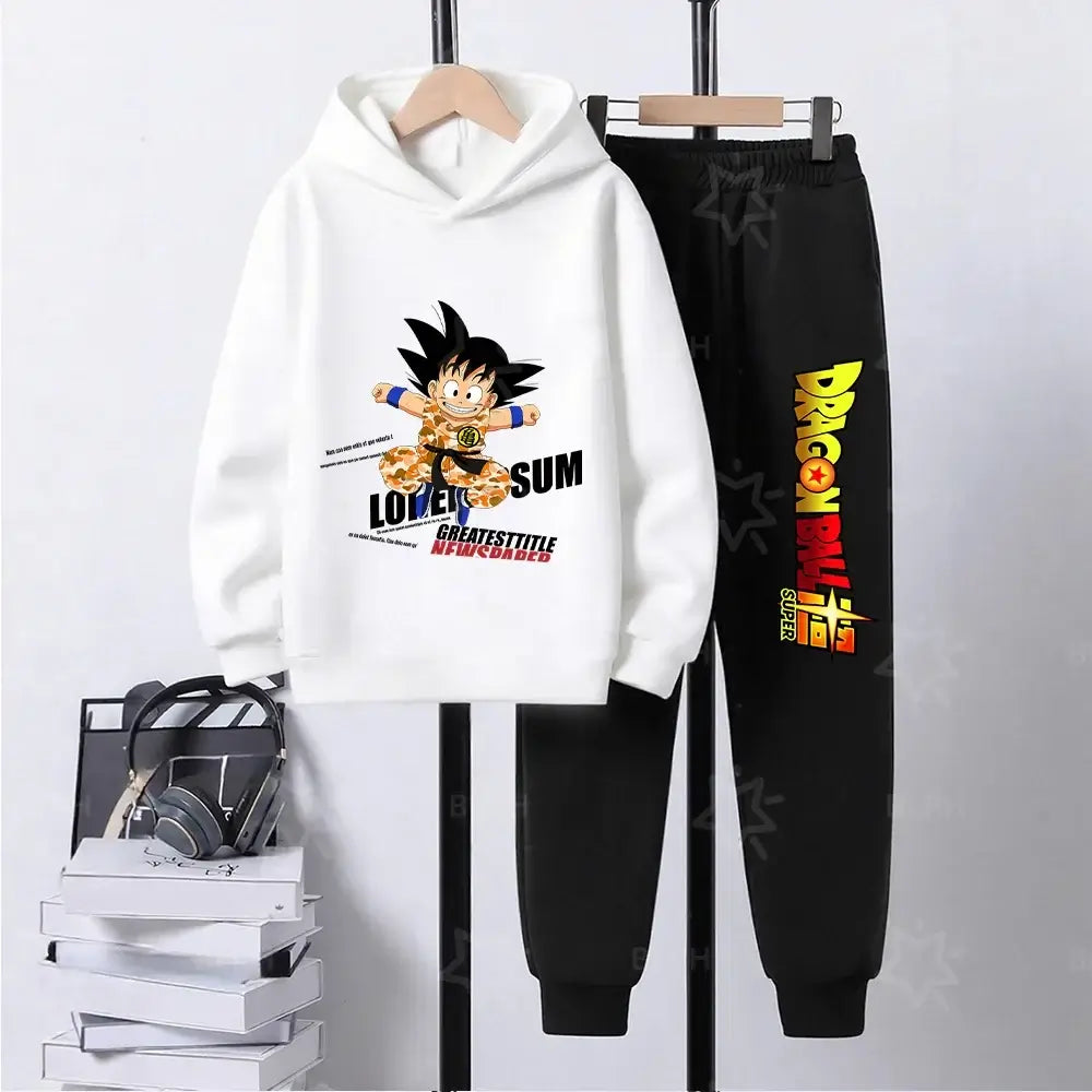 Kids Dragon Ball Camo Goku Printed Hoodie Set Casual Loose Comfortable Long Sleeve Sweatshirt Pants 2 Piece Outfits for Boys, Produit gaming premium Fraquane