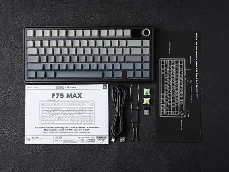 EPOMAKER X AULA F75 MAX Compact 75% Wired/BT5.0/2.4GHz Wireless Mechanical Gaming Keyboard with TFT Screen & Knob for PC/Mac