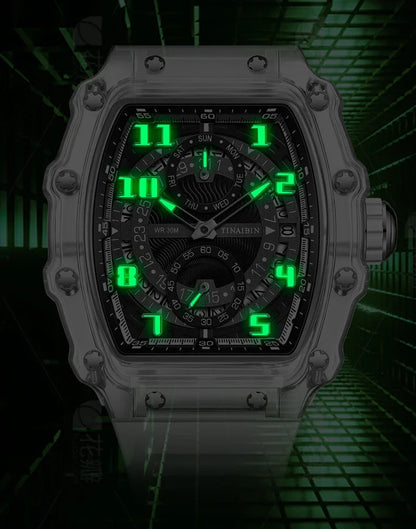Unique Blue Fashion Brand Men's Watches Silicone Strap Waterproof Out Door Sport Military Watches for Men Multi Function Luxury