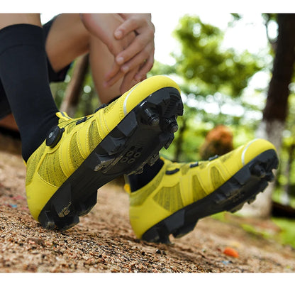 Pantofi de mountain bike pentru bărbați, pantofi de ciclism cu cataramă rapidă, compatibili cu pedalele cu sistem SPD, pentru interior și exterior, pantofi MTB pentru femei
