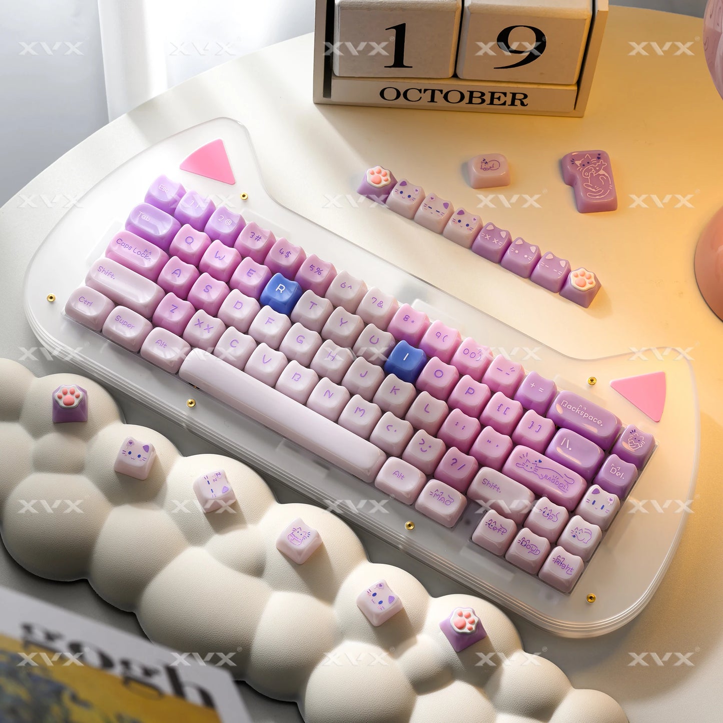XVX 148 Keys Cat Theme Keycaps MAO Profile Key Cap Korean Glossy Cute Keycap for Keyboard 61 64 68 78 87 96 98 104 108