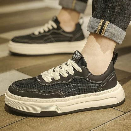 Men's Ultralight Breathable Mesh Sneakers 2025 Fashion Thick Sole Casual Shoes Comfortable Lace-up Trainers for Daily Walking