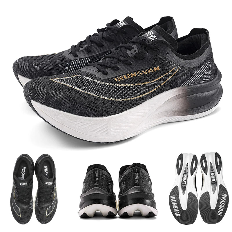 IRUNSVAN Scarpe da corsa da uomo, scarpe sportive traspiranti, leggere, da maratona, con piastra in carbonio, sneakers casual, comode, per l'allenamento atletico