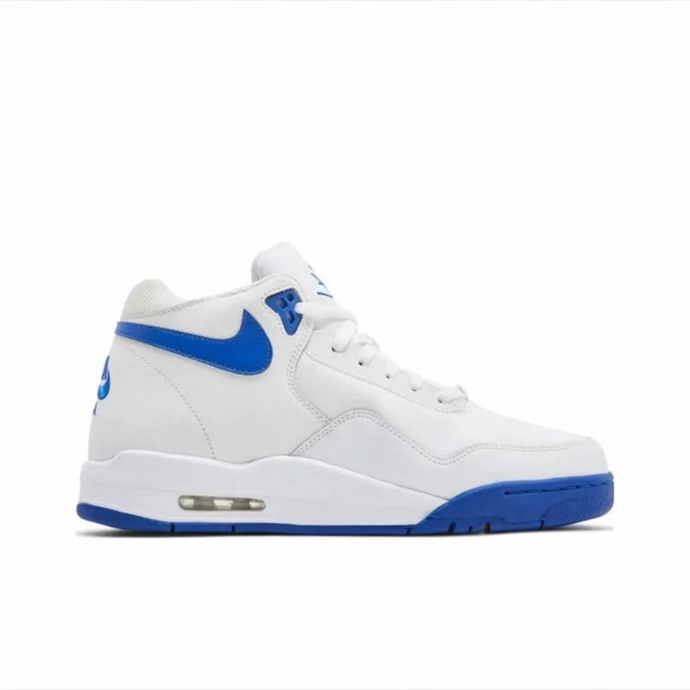 Nike Flight Legacy – bekväma och mångsidiga retro-basketskor i mellanhög modell för herrar, vit/blå, BQ4212-103