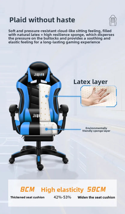 Cadeira gaming confortável, ergonómica e reclinável, com massagem e rotação, ideal para uso sedentário