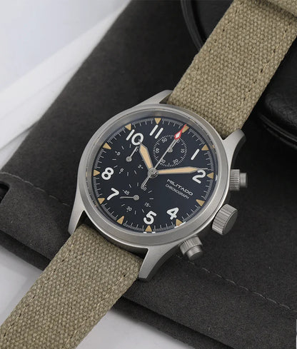 MILITADO Chronograph 39mm Watch BGW-9 Luminous Retro Military 100m Waterproof VK61 Quartz Movement Steel Vintage Men Wristwatch