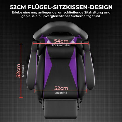 Ergonomic Gaming Chair with Lumbar Support, Adjustable Headrest, Footrest, Height Adjustable Office Gaming Chair for Adults