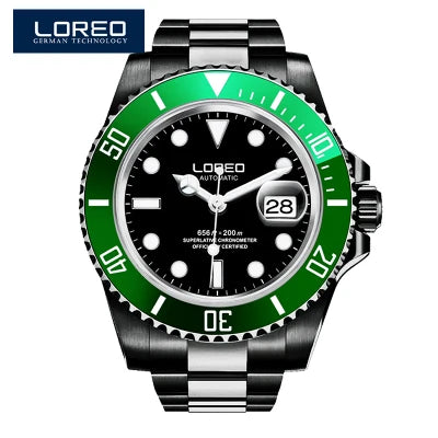 LOREO Original Men's Business Watch 20ATM Waterproof Wristwatch Top Brand Casual Sport Seagull Automatic Mechanical Watch Men