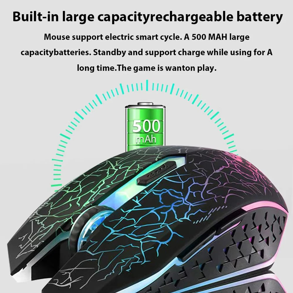Mouse de gaming RGB 2.4G wireless, mouse Bluetooth 1600DPI, 6 butoane silențioase, mouse ergonomic dual-mode pentru birou, pentru MacBook și PC