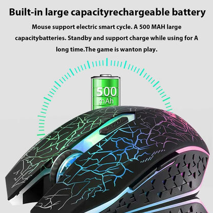 Mouse de gaming RGB 2.4G wireless, mouse Bluetooth 1600DPI, 6 butoane silențioase, mouse ergonomic dual-mode pentru birou, pentru MacBook și PC