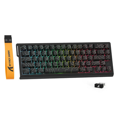 Teclado Gaming ATTACK SHARK X68PRO HE sem fios com Rapid Trigger, atuação ajustável, Hot-Swap, retroiluminação RGB, BT/2.4GHz/com fios