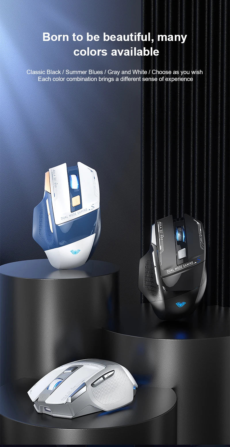 AULA SC550 Gaming-Maus 2.4G kabellose Makro-Maus RGB-Hintergrundbeleuchtung ergonomisches Design E-Sports-Maus PC-Zubehör