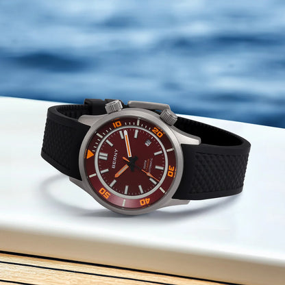 BERNY Automatic Full Titanium Diver Watch For Men Supper Luminous Sappire AR Coated Miyota 8215 Dual Crown Mechanical Dive Watch